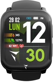 TECHMADE Smartwatch Tech Feel, ECG ad un tracciato, Frequenza Cardiaca, Ossigenzione, Sport, Sleep Monitor, Notifica Chiamata, Compatibile con IOS e Android (Black Case and Strap)