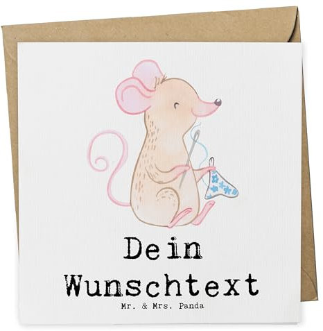 Mr. & Mrs. Panda Personalisierte Deluxe Karte Maus Nähen - Geschenke, Geschenk, Nähmaschine, Grußn personalisiert