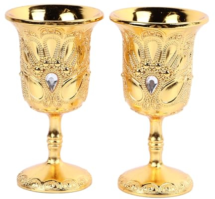 Der Heilige Gral, der Heilige Gral, 2 Stück chinesischer Kelch im Retro-Stil, elegantes Metallglas mit geprägtem Muster, Pimp-Becher for Partys, Bankette, Bars, Familienweingläser, Eiskaffeetassen for