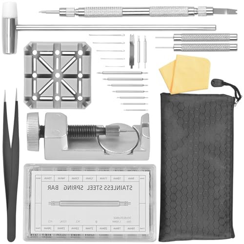Shengxi 137PCS Kit de Reparación de Relojes, Herramienta Cambiar Correa Reloj, Abridor de Repara Pulsera de Reloj, Herramientas Relojero para Relojes Ajustar, Herramienta de Extracción de Relojes