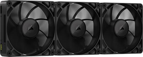 CORSAIR iCUE LINK RX120 MAX 120mm PWM Thick Fans with iCUE LINK System Hub – High-Static Pressure – Liquid Crystal Polymer – Magnetic Dome Bearing – Triple Pack – Black
