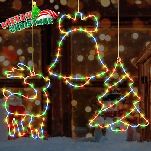 LED Weihnachtsbeleuchtung Fenster, 3 Stück 155 LEDs Weihnachtsdeko Fenster Beleuchtet Batteriebetrieben, 8 Modi Weihnachtsdeko Lichterkette Weihnachtslicht Mit Timer Hängend Fensterdeko Garten, Balkon