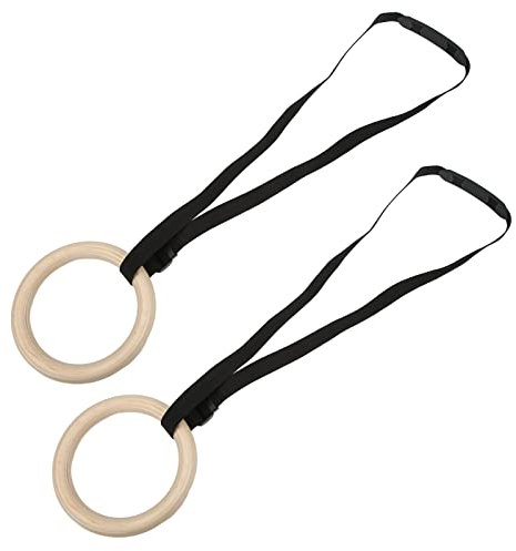 Ejoyous Turnringe Holz Ringe, Gymnastikringe, 1 Paar Turnringe aus Holz mit verstellbaren Schnallenriemen 330 lbs Kapazität für Home Gym Ganzkörpertraining
