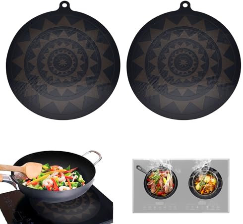 Protection Plaque Induction, Tapis de Protection Plaque Induction, Protege Plaque de Cuisson Induction, Protege Plaque Induction pour Cuisinière à Induction, Antidérapant, Rond, 2 Pièces, 24cm