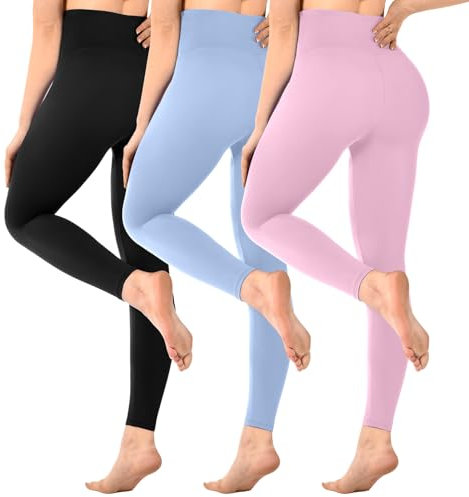 SINOPHANT Lot de 3 leggings taille haute pour femme, opaques, noirs, pour gym, yoga, XXL
