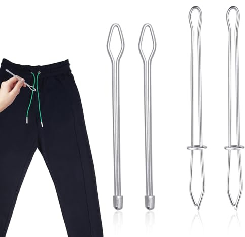4pcs Enfile-Corde, 2 Modèles Ensemble d'Outils d'Enfilage de Cordon Ouvert et Fermé Outil d'Enfilage de Cordon en Métal Enfile-Ceinture Clip d'Enfilage de Corde DIY pour Sweats à Capuche Shorts