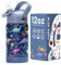 pluseight Kids Insulated Water Bottle with Straw Lid, 350ml BPA-FREE Double Wall Vacuum Tumbler 18/8 Stainless Steel Leak Proof Kids Cups with Straw for School Travel Boys Girls (Dinosaur)