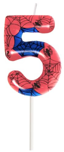 Spider Geburtstagskerzen Zahlen 5, Kerzen Geburtstag, 3D Geburtstagskerzen Schwarz Rot Spider, Kinder Party Kuchen Dekoration Party Geburtstag für Jungen Jubiläum