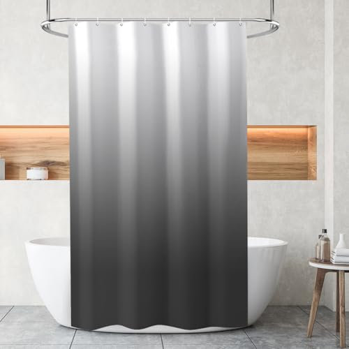 URAQT Anti-Schimmel Duschvorhang, Waschbar und Wasserdicht, 120x200 cm mit 12 Haken für Badezimmer und Badewannen (Farbverlauf Schwarz)