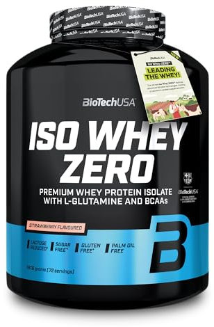 BioTechUSA Iso Whey Zero | Premium Whey Protein Isolate | Grass-Fed | Enzyme-Free | Sugar- and Gluten-free, 1816g, Erdbeere