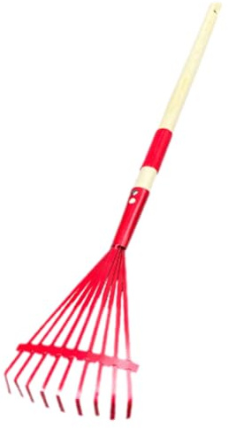 Giwnhvx Rastrillo infantil con mango de madera dura y bonito rastrillo para niños, herramienta de jardín para niños mayores de 3 años, rojo