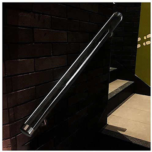 Main courante en acrylique transparent pour escali Rampe d'escalier ronde en acrylique avec supports argentés, fixation murale, 50-600 cm(3.3ft/100cm)