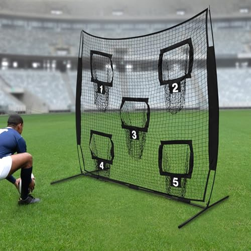 Rugby Wurfnetz Passnetz Trainingsnetz mit 5 Zieltaschen für Wurfgenauigkeit und Pass Training im Innen und Außenbereich 200x200x200cm Orange