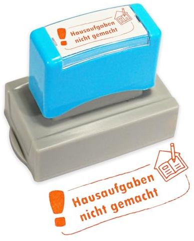 Lehrer Stempel selbstfärbend - Korrekturstempel Hausaufgaben 26x51mm | Praktischer Bürostempel, Nützlich für Schule, Ideal für Homeschooling, Einzelstempel Büro