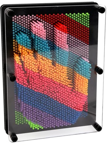 Copbopwn Rainbow Pin art Toy, 18x13cm 3D Pin Art Board Toy, Novelty Fun Gift, Fun Desktop Sculpture Gadget, Home Office Decor Sensory Toys Cool Stuff for Kids Adults Teenage Girls Boys Gifts