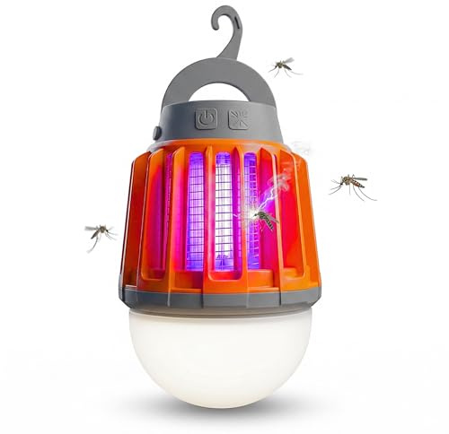 Lampara Antimosquitos Electrico De Exterior E Interior con 3 Niveles De Luz. Mata Mosquitos Electrico para Camping Recargable por USB. Repelente 2en1 con Luz UV 360º Y Resistente al Agua (IPX4).