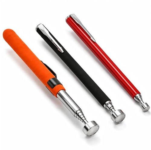 3 Pcs Telescopic Magnetic Pickup Tool Set, Heavy Duty Retractable Magnet with Strong 8lb Pull for Picking Up Small Parts and Metal Objects Retrieving Screws, Nuts & Metal Parts