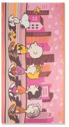 CODELLO X Peanuts luftiger Schal mit City Stroll-Print, Pink-Mehrfarbig