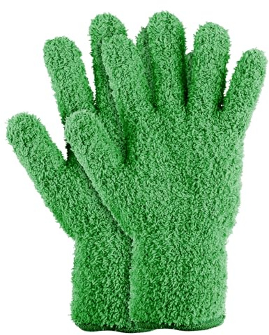 Sibba 2pcs Dusting Mitt Gloves Auto Household Cleaning Mittens, Green