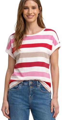 Damen T-Shirt mit Rundhals und Knopfdetails