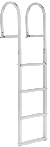 VEVOR Removable Dock Ladder, 4 Steps, Aluminum Alloy Pontoon Boat Swim Ladder, with Non-Slip Wide Steps, 500 lbs Weight Capacity, Quick Release Design, for Lake Swimming, Pool, Boat, Marine Boarding