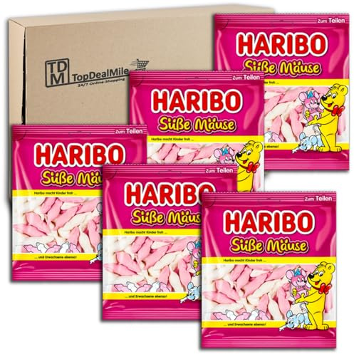 TopDealMile- Vorratspack für Haribo Süße Mäuse 5 x 175g Schaumzucker-Mäuse
