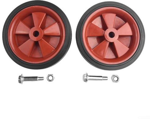 Ruote per carrelli di ricambio per compressore d'aria, 5 pollici e 6 pollici, resistenti, con assorbimento degli urti, antiscivolo, in plastica rossa, confezione da 2, per macchine senza olio e