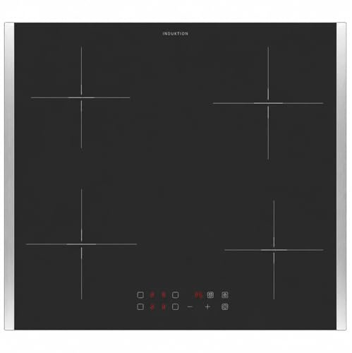 Oranier Kochfeld Induktion 60 cm autark - Glaskeramik mit 2 Edelstahl Seitenleisten, Topfgrößenerkennung, 4-fach Booster, Timer, LED Anzeige rot & Touch Control Steuerung
