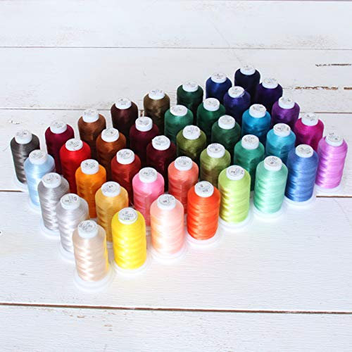 Threadart 40 Farben Polyester Stickmaschinen-Set – Set B | 500 m Spulen 40 W | für Brother Babylock Janome Singer Pfaff Husqvarna Bernina Maschinen – 4 Sets erhältlich