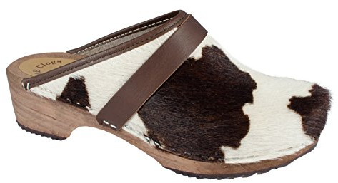 MB Clogs Original Schwedenclogs, Holzclogs, Kuhhaarclogs, Fellclogs, weiß/braun