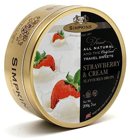 Simpkins Strawberry & Cream Travel Sweets Drops 200g