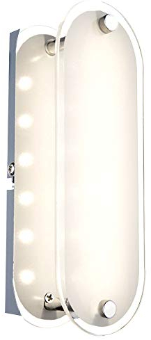 Wandleuchte Chrom Wandlampe Modern Design LED Glasleuchte klar, Glasschirm satiniert, 1x LED 3 Watt 198 Lumen warmweiß, L 19 cm