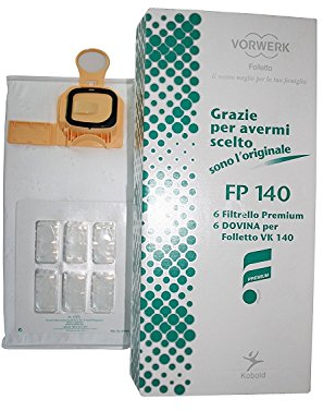41435 SACCHETTI ORIGINALI VORWERK FOLLETTO VK140 VK150 + DOVINA CONFEZIONE 6 SACCHETTI + 6 PROFUMI