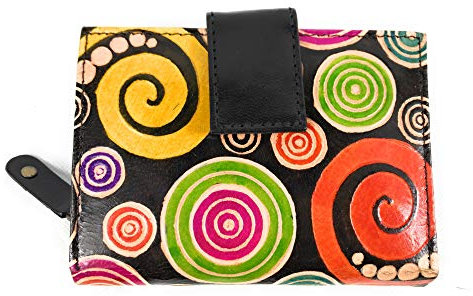 Macha Portefeuille Cuir Ethnique Style Indien (Noir 01)