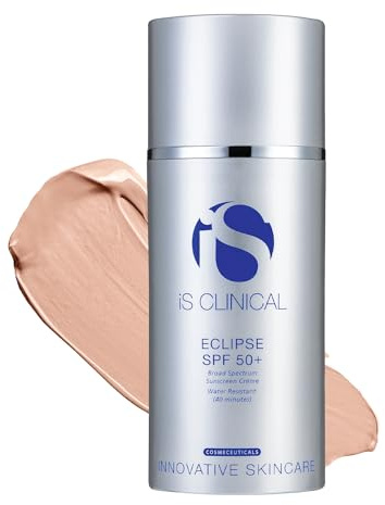 iS CLINICAL Eclipse SPF 50+ Sunscreen, Zinc Oxide tinted beige sunscreen, ultra sheer non-greasy matte finish sun cream for face