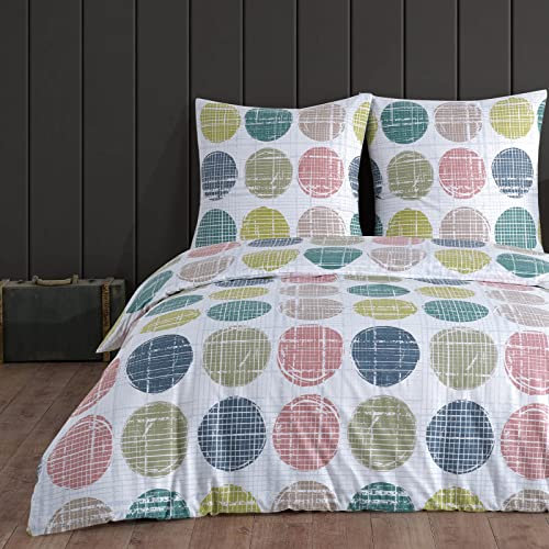 Buymax® Bettwäsche 155x220 100% Baumwolle 4-Teilig Bettbezug - Bettwäsche-Sets 155 x 220cm mit 2 mal Kissenbezüge 80x80cm, ÖKO-TEX Renforcé-Bettdeckenbezüge Set mit Reißverschluss