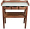 mgc24® Tavolo per piante con piano di lavoro zincato, 78 x 38 x 82 cm, in legno di pino marrone scuro, con ripiano, 3 cassetti, 3 ganci, per giardino, balcone, terrazza