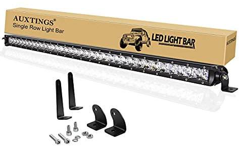 AUXTINGS 38 Zoll 180W Spot Einreihig 14400LM Offroad LED Nebel Fahrdach Stoßstange Lichtleisten 2 Style Montagehalterungen für Offroad ATV UTV Trucks Boot, wasserdicht