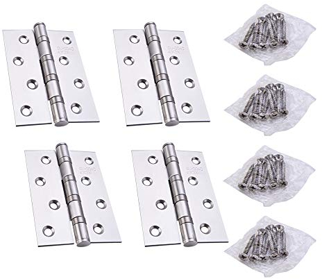YOFASEN Cerniere in Acciaio Inossidabile - Cerniera per Porte Cerniere Pieghevoli Cerniere per Finestra Armadio Cerniera per Mobili, Argento, 4 pollici(100x75x2mm) - 4pcs