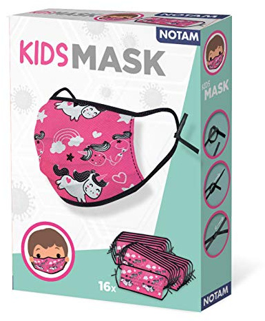 NOTAM | Kindermaske Einhorn | 16er-Set Einwegmasken | Gesichtsschutz Ungewebtes Material | Atmungsaktive, verstellbare Maske für Mädchen und Jungen | Bequem zu tragen, den ganzen Tag lang