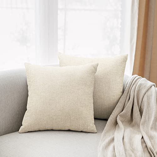 All Smiles Kissenbezug 50x50 Leinen Bettwäsche Kissenbezüge Dekokissen Kissenhülle mit Verstecktem Reißverschluss für Sofa Auto Couch Bett Schlafzimmer,Leinen 2er Set