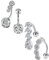 JFORYOU 14G Bauchnabelpiercing Set 10mm Rosegold Silber Chirurgenstahl Bauchnabel Bauch Körper Piercing Schmuck Damen