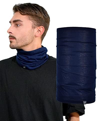 Basic Sense Multifunctional Headwear Cotton Rich Sports Snood Neck Warmer Gaiter, Medium Navy