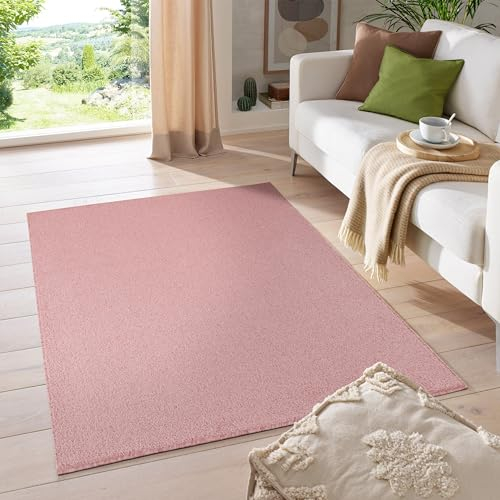 HomebyHome Kurzflor Läufer 80 x 150 cm Rosa - Modern Gabbeh-Look Teppich Extra Weich, Pflegeleicht und Langlebig - Ideal für Wohnzimmer, Schlafzimmer und Esszimmer