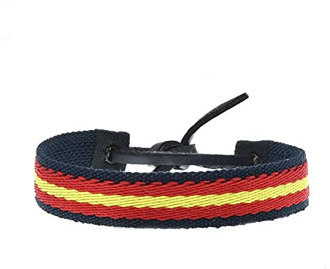BDM Pulsera de la bandera de España de tela ajustable unisex. Accesorio patriota español, un regalo para hombre o mujer