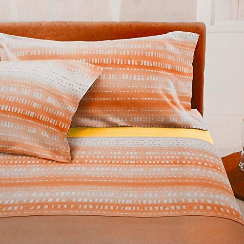 Bassetti Completo Letto Matrimoniale 2 Due PIAZZE Dream 100% Cotone sopra + sotto + 2 FEDERE Made in Italy (Alvin Arancio)