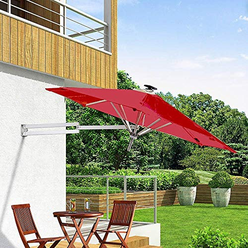 FWZJ Parasol Wall Mounted Cantilever, Aluminium,Solar Led,Polyester Cloth,Folding, Telescopic,Outdoor Recreation Umbrella,Courtyard/Garden/Terrace