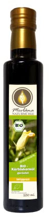 Olio di semi di zucca biologico, da semi di zucca tostati, 250 ml, molto buono per insalata, ghiaccio o dolci
