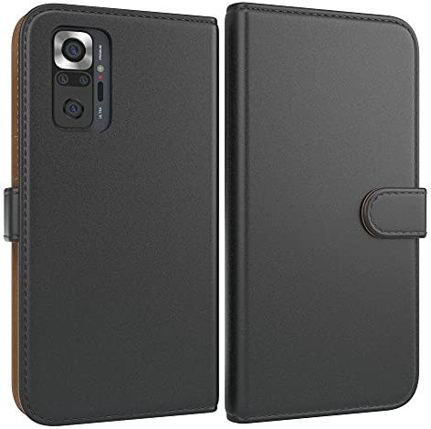 EAZY CASE Tasche kompatibel mit Xiaomi Redmi Note 10 Pro Schutzhülle mit Standfunktion Klapphülle im Bookstyle, Handytasche Handyhülle Cover mit Magnetverschluss und Kartenfach, Kunstleder, Schwarz