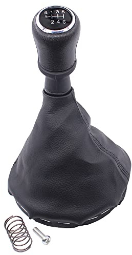 Gear Shift Knob 6 Speed Shifter Stick with Gaitor Gaiter Boot Cover for V-W | for Transporter T5 T5.1 2003-2011 Black